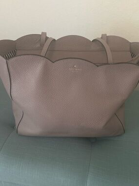 kate spade mauve scallop-edge pebbled leather tote